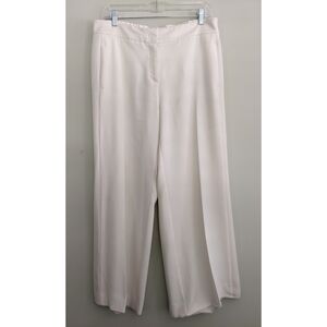 Marella Art 365 White Wide Leg Cropped Pocket Hook Closure Pants